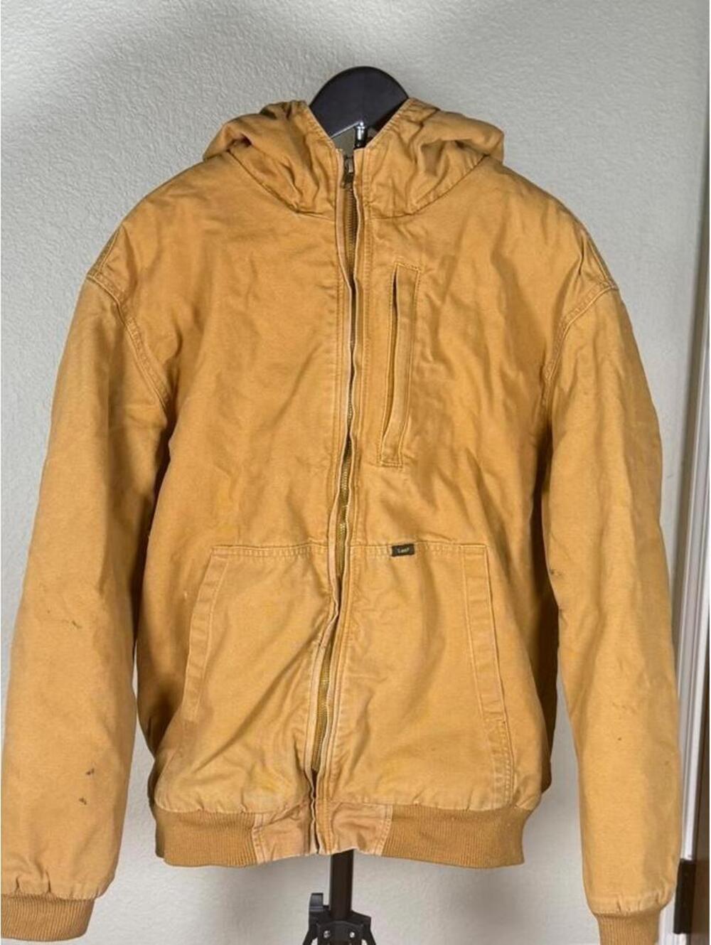 Lee Sherpa-Lined Canvas Hooded Jacket – Tan (L)